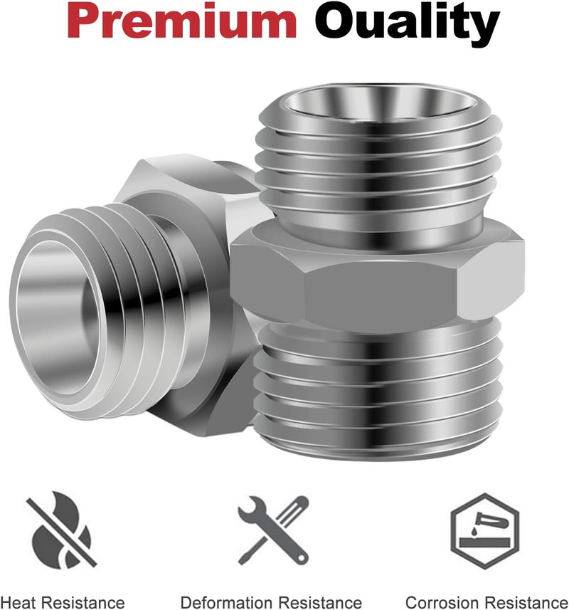joytrace 2pcs M26 to M26 Carbon Stee Fittings Adapters for Mini Excavator Adapting, Reducing Or Enlarging Connect Such Air Pipe, Fuel Pipe, Water Pipe, Etc Full Port Straight Pipe Fitting Connector - Image 2